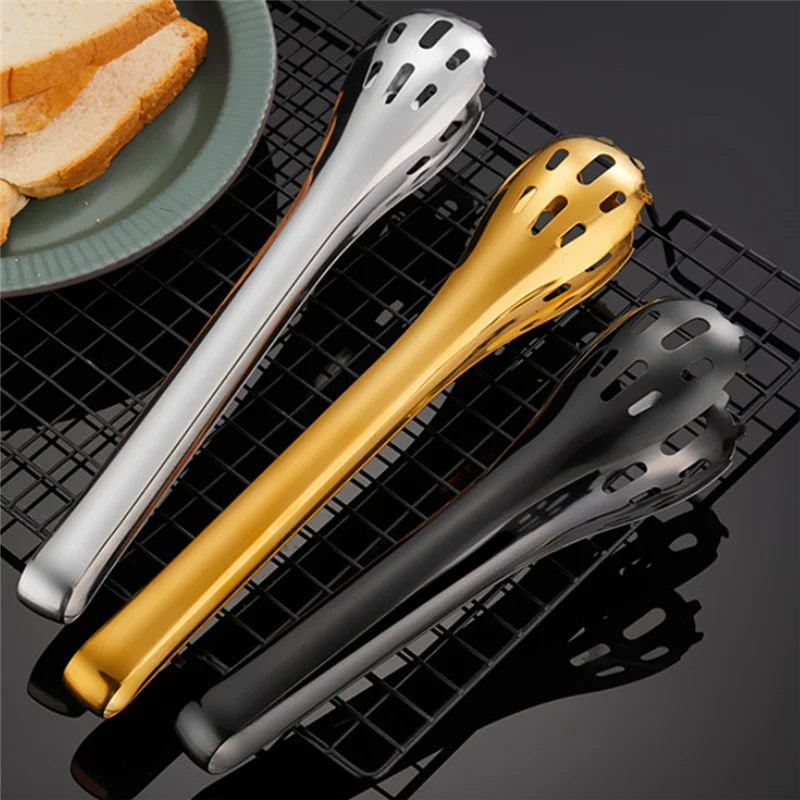 Non-Slip 304 Stainless Steel Food Tongs Meat Salad Bread Serving Clip Barbecue et Clamp Kitchen Accessories