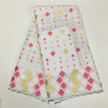 5 ярдов швейцарская кружевная ткань последняя Тяжелая вышитая бисером Африканская Хлопковая ткань швейцарская вуаль кружева популярный Дубай Стиль 2L1022