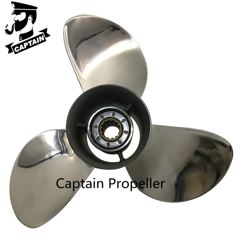 

Captain Stainless Steel Propeller 11.4x12 Fit Tohatsu Outboard Engines 35HP 40HP 50 HP 13 Tooth Spline RH 3T5B64525-1