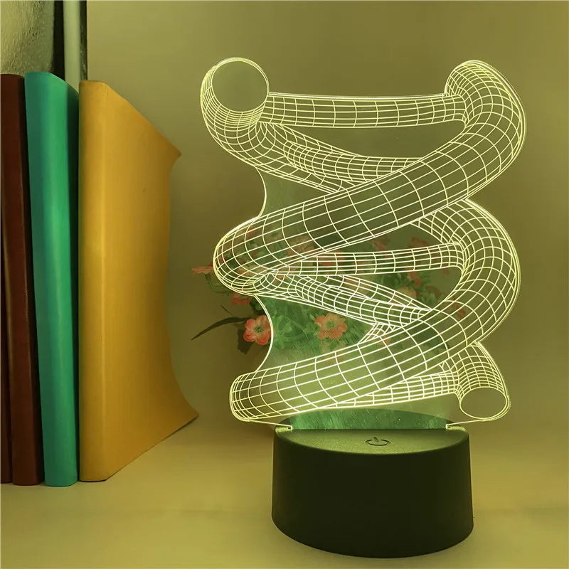 Крутая 3D неоновая Настольная лампа с изображением чашки ДНК-завитка