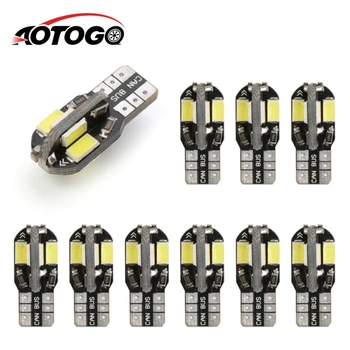 

10PCS T10 Led 12V Car Interior Bulb Canbus Error Free t10 led White 5730 8SMD LED Car Side Wedge Light White Lamp Bulb