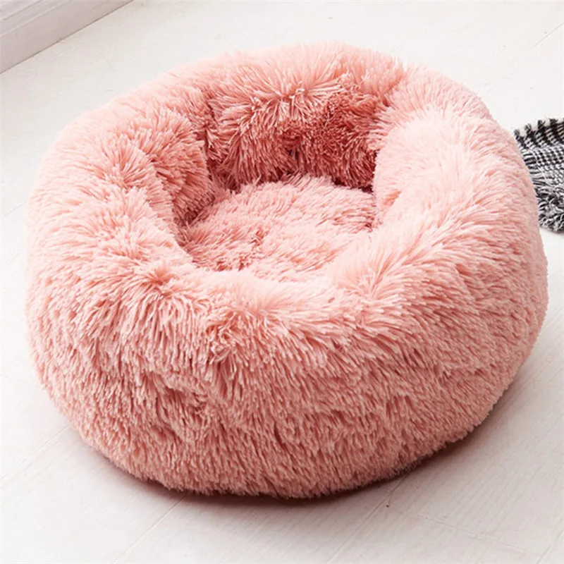 pink S281 мягкие цветные успокаивающие кровати для больших собак для средних и мелких собак, щенков, лабрадоров, потрясающая кровать для кошек, зефира, моющаяся плюшевая кровать для домашних животных - Цвет: pink