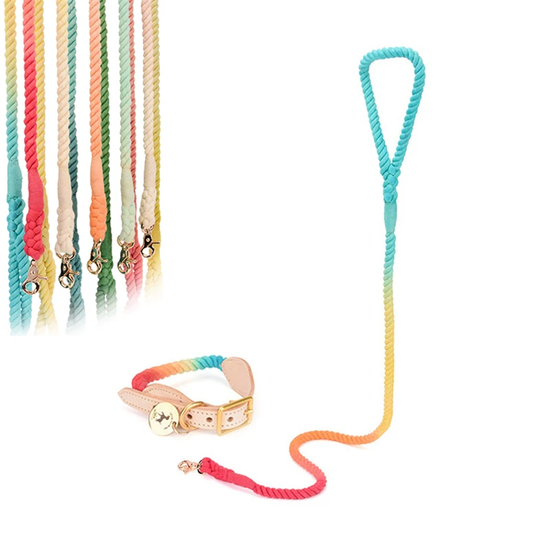 Cat Leash Round Cotton Dogs Lead Rope Colorful Pet Long Leashes Belt