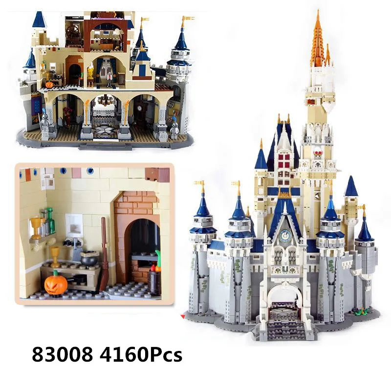 

KING 83008(16008) 4080PCS Cinderella Princess Castle City Sets Compatible 71040 Model Building Blocks Bricks Kids Toys For gift