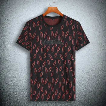 

Plus Fat plus Size Round Neck Short Sleeve Printing T Shirt Male Spuer Fat Man Flower Sweatshirt Vest Extra Large T-shirt
