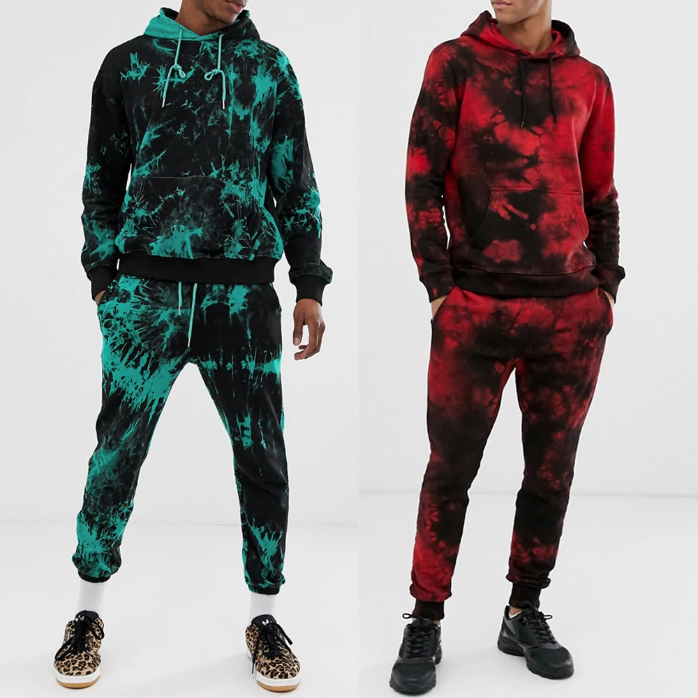 Mens Fashion Tracksuit Jogger-Sets Streetwear Clothing Spring 2piece-Set Young Hip-Hop