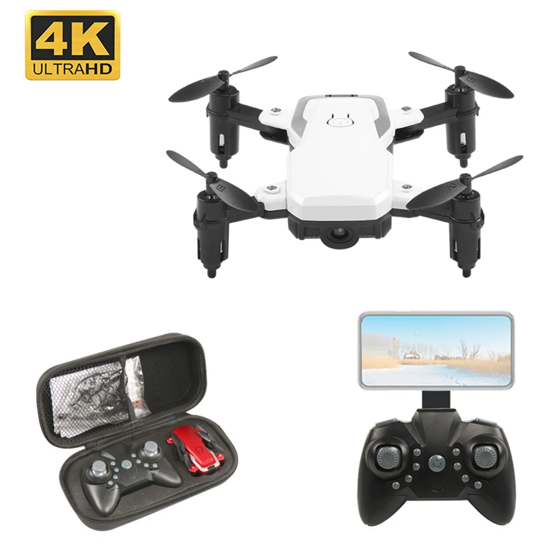 4K White 1B Bag Складной мини-Дрон K1 WiFi FPV HD камера 0.3MP 2.0MP 5.0MP 4K Высота удержания воздушная видео 3D переворачивает RC Квадрокоптер детская игрушка - Цвет: 4K White 1B Bag
