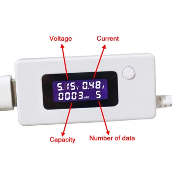 

USB Charger Capacity Current Voltage 3-15V Tester Meter For Cell Phone Charging Power LCD Display Volt Amp monitor for Battery