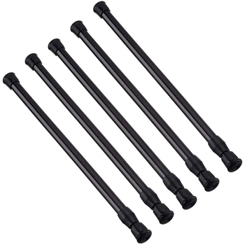 

5 Pack Cupboard Bars Tensions Rod Spring Curtain Rod for DIY Projects, Extendable Width, 11.81 to 20 Inches (Black)