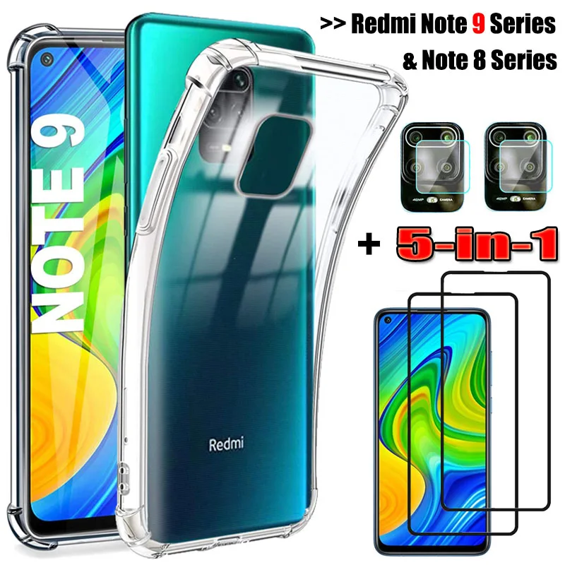 Case glass+bumper case for redmi note 9 pro xiaomi 9s shockproof silicone phone cases xaomi redminote 9pro tempered glass film 8t note8 8pro cover
