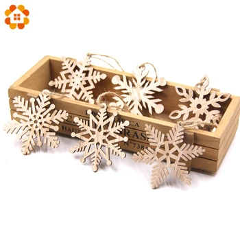 

6PCS/Lot Vintage Christmas Snowflakes Wooden Pendants Ornaments Wood Craft Kids Toys Christmas Decorations Tree Ornaments Gifts