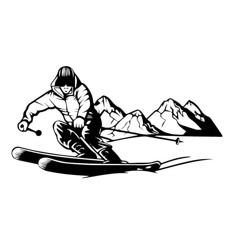 

10CM*19CM Brave Ski Adventure Sticker Decorative Car Vinyl Decal Black/Silver anime car accessories