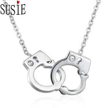 

LOVE SUSIE Necklace Handcuff Pendant Romantic Lovers Gift Jewelery Accessories Rose Gold Stainless Steel Necklace For Women