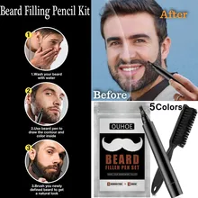 

Double End Men Beard Filler Pen Facial Hair Sideburn Mustach Shaping Regrowth Pen Enhancer Beard Shaving Brush Styling Tool Kit