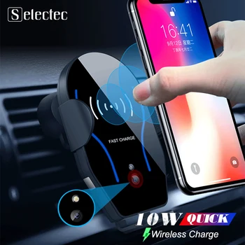 

Car Phone Holder for iPhone Samsung Intelligent Infrared 10W Qi Fast Wireless Charger Air Vent Mount Mobile Phone Holder Stand