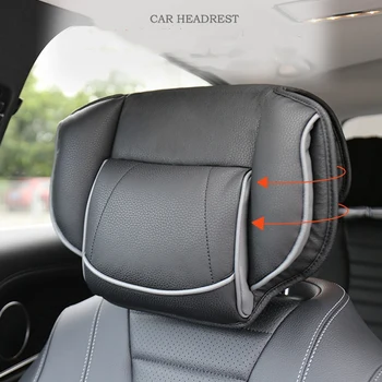 

Universal Car Seat Headrest Pillow, Adjustable Seat Head Memory Foam Neck Pillows Leather Pillow