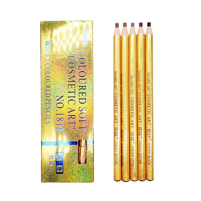 12Pcs Permanent Eyebrow Pencil Waterproof And Durable Golden Eyebrow Pencil Makeup Manual Pens Portable Eyebrow Tattoo Product