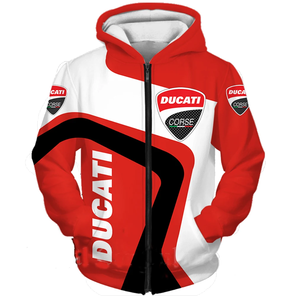 DUCATI �?? sweat ?� capuche imprim?� 3D pour hommes et femmes, Streetwear de marque avec fermeture 