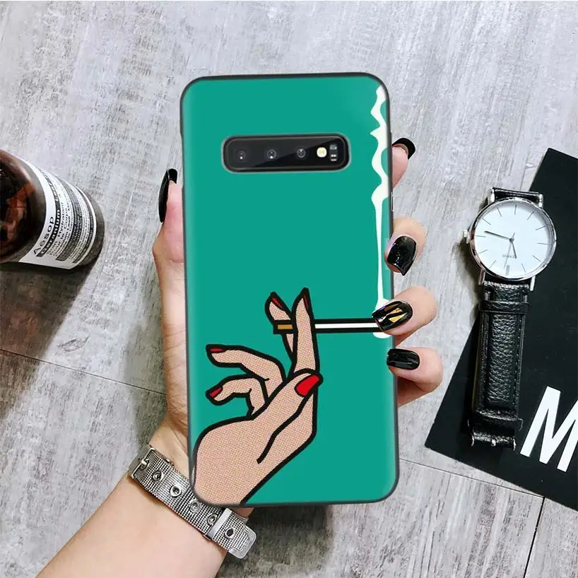 Зажигалка сигарета черный чехол для телефона для samsung Galaxy S10+ Plus Lite Note 10 9 8 S9 S8 J4 J6+ Plus S7 S6 Edge Coque - Цвет: BA306-7