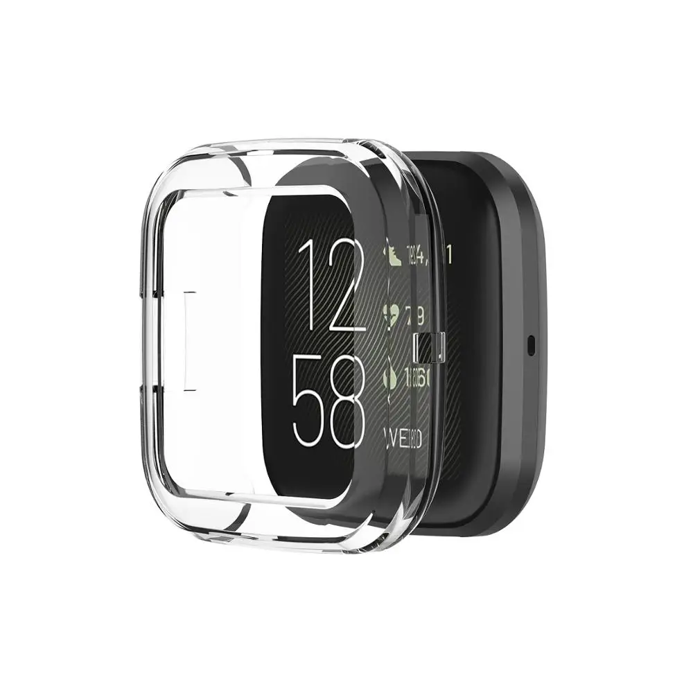 Мягкий ТПУ прозрачный силикон чехол для Fitbit Versa 2 Smartwatch защитный корпус Versa2 сменные часы аксессуары - Цвет: Transparent