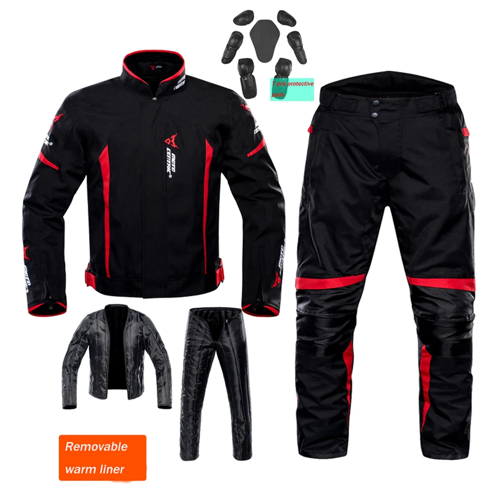 Многоцветный MOTOCENTRIC Men Waterproof Motorcycle Jacket& Pants Suit Moto Touring Jacket Winter Riding Motocross Jacket Protective Gear - Цвет: Многоцветный