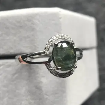 

9x7mm Natural Green Tourmaline Quartz Adjustable Ring For Woman Lady Man Oval Beads Silver Gemstone Fashion Jewelry Ring AAAAA