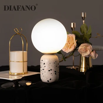 

Decorative Table Lamp Nordic LED Terrazzo Beside Lamp Desk Bedroom Nightstand Lamp Living Room US EU Plug E27