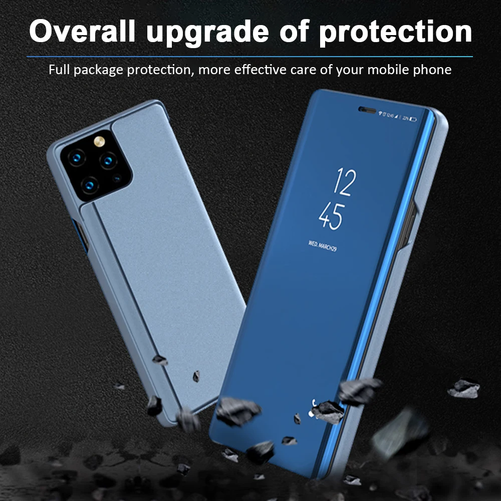 Чехол для iPhone 11 Pro Max X XR XS Max роскошный зеркальный флип-чехол с покрытием для iPhone 6S 8 7 Plus полная защита Жесткий ПК+ кожа