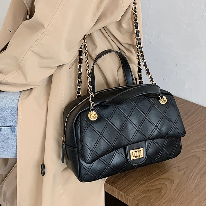 

S.IKRR Small Quilted PU Leather Small Crossbody Bags for Women 2020 Trend Chain Hand Bag Womens Branded Shoulder Bag Handbags
