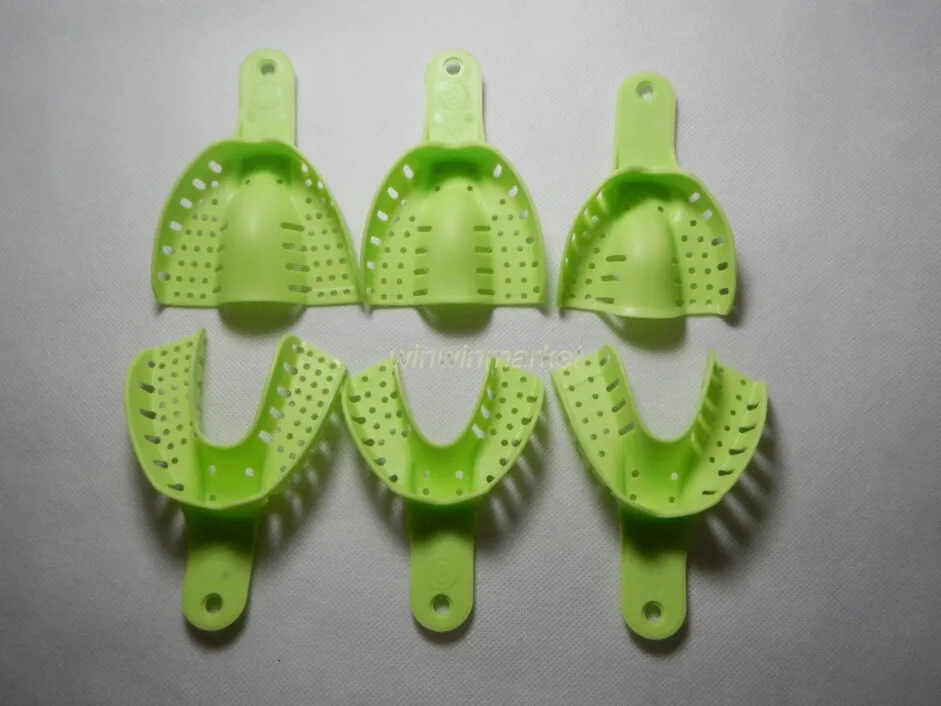 Зеленый пластик зубные оттиски лотки протез инструмент 10 шт./компл. стоматологическое лабораторное оборудование