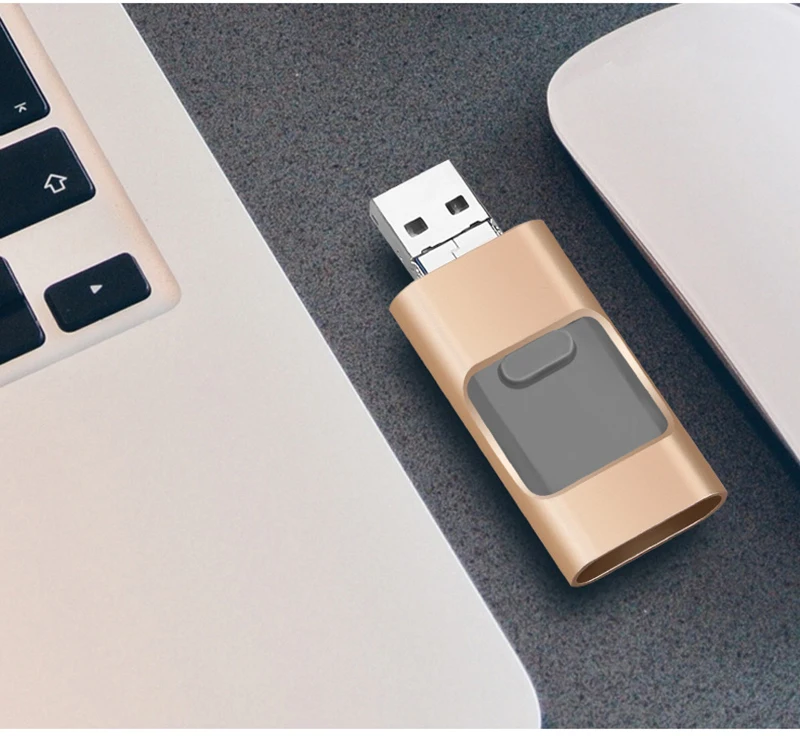Mobile Phone U Disk 8GB/32GB/64GB/128GB/256GB Three-use OTG Three-in-one Metal Small Push-pull U Disk 3 In 1 Memory Stick