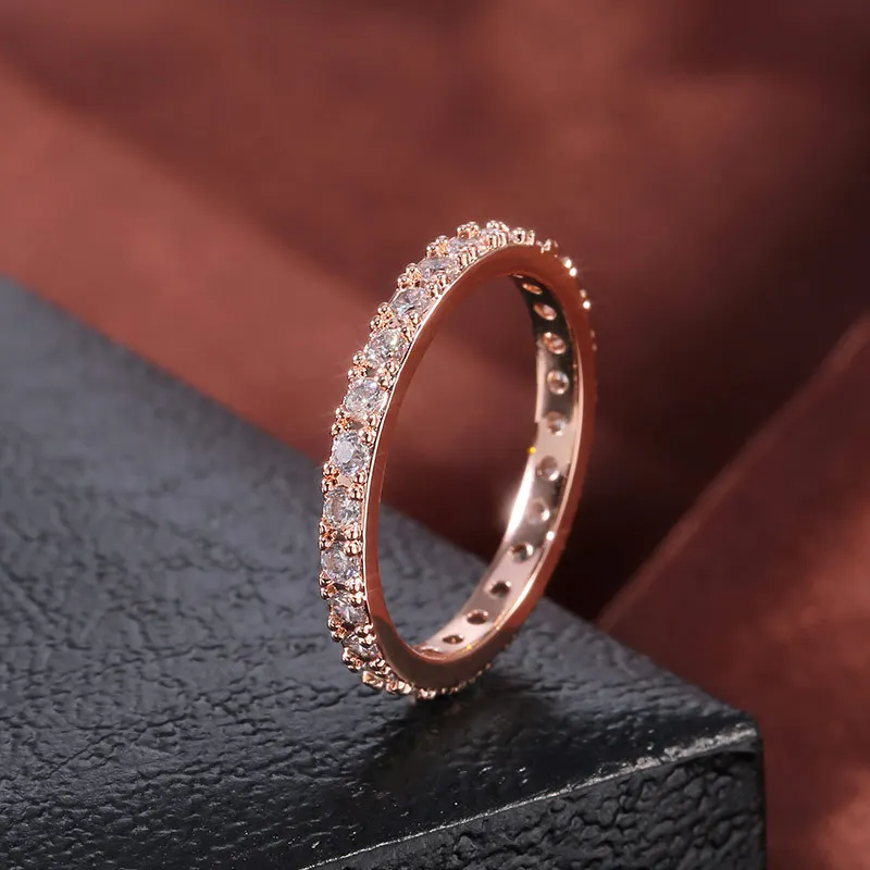 Браслет Frauen Schmuck Micro Pflastern Cz Zirkon Kristall Hochzeit кольцо для вечности со штабелированием Режим 2,5 мм браслет для юбилея из розового золота