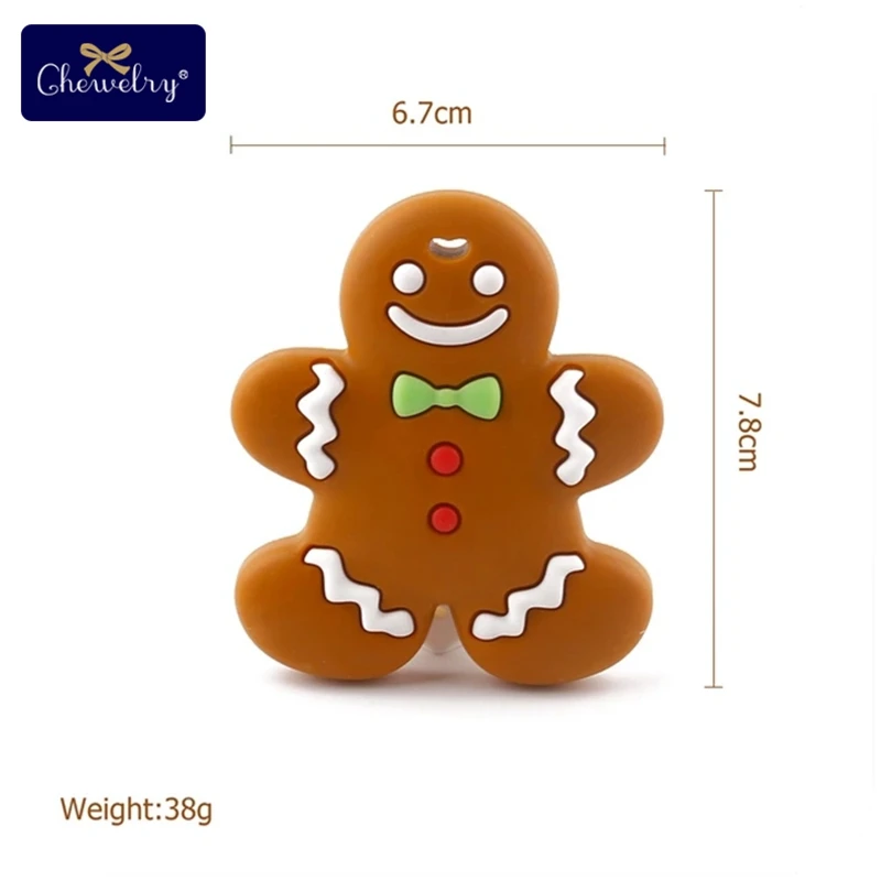 Gingerbread Man 1 шт. силиконовые снежинки Прорезыватель Рождественская елка звезда кулон Рождественский Олень Подарки для ребенка Лось пряники Ман детский Прорезыватель подарки - Цвет: Gingerbread Man