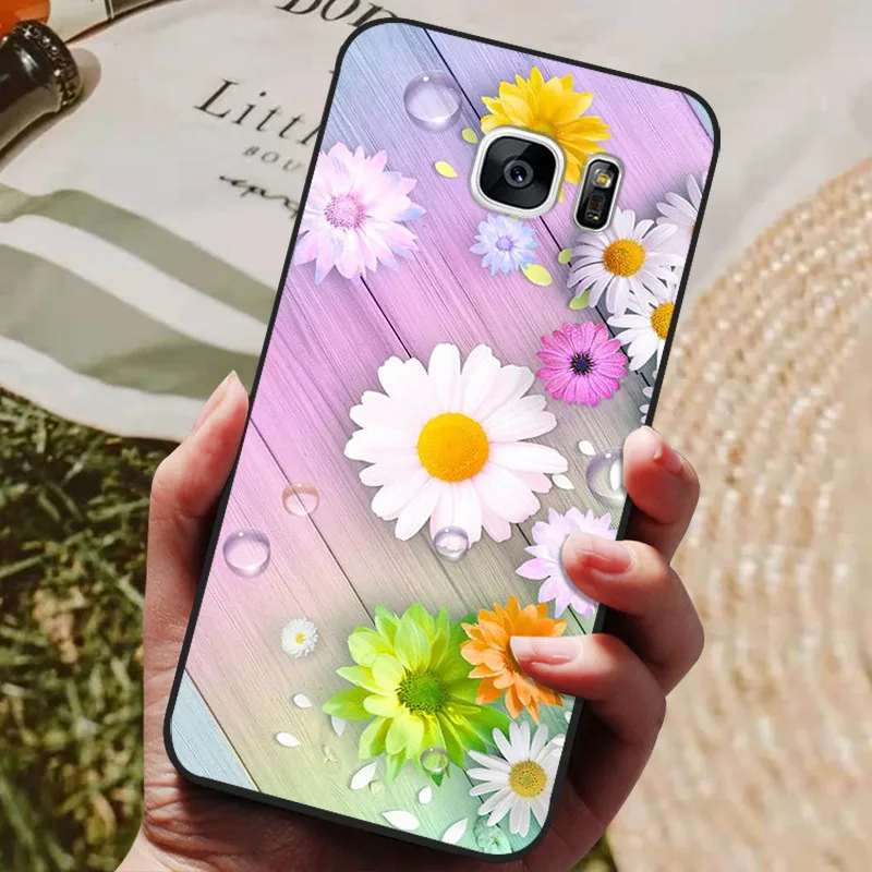 glass flip cover For Samsung Galaxy S7 Edge Silicone Case Cute Pattern Soft TPU Phone Cover For Samsung Galaxy S6 S7 S 7 Edge Back Cover Bumper phone carrying case Cases & Covers