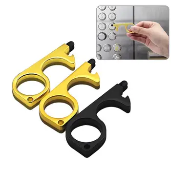 

Easy Use No Touch Door Opener Hook Key Shape Portable Clean Button Multipurpose Hygiene Closer Tool Hand For Elevator Brass W7C8