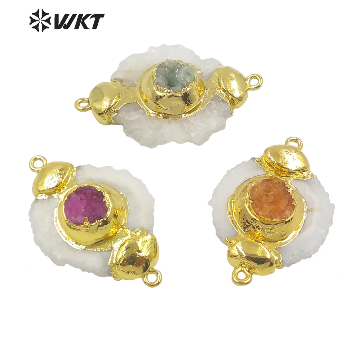 

WT-P1772 WKT Very Beautiful Natural Stalactite Pendant Colorful Drusy Crystal Quartz Pendant Women Jewelry Necklace Earrings