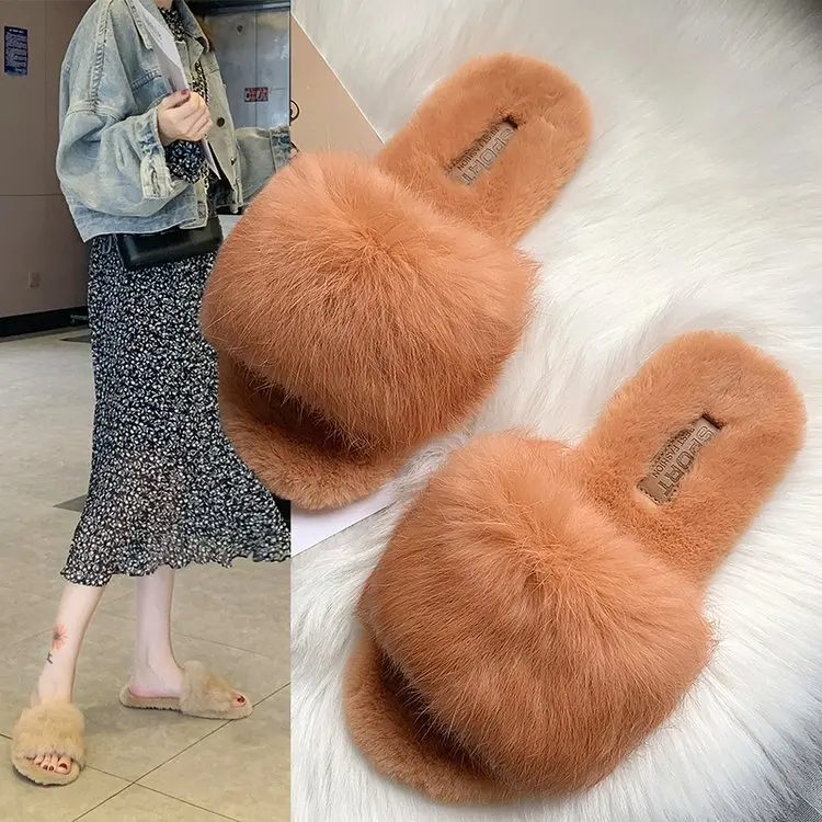 

Plush Slipper Women's 2019 New Style Autumn Outer Wear Fashion Network Red Shoe Korean-style Versatile Flat Fluffy WOMEN'S Shoes