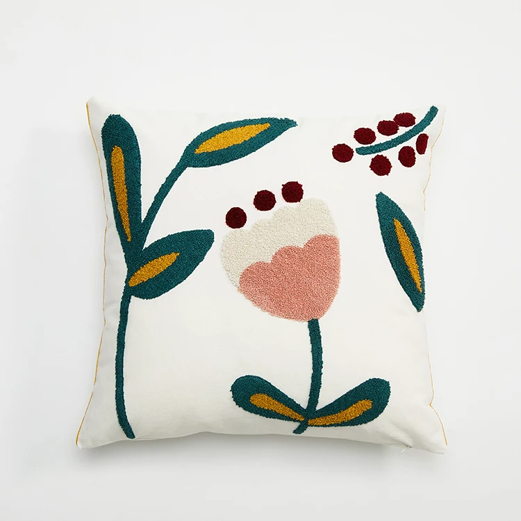 Floral Bordado Almofada Capa, Daisy Dandelion Pillow