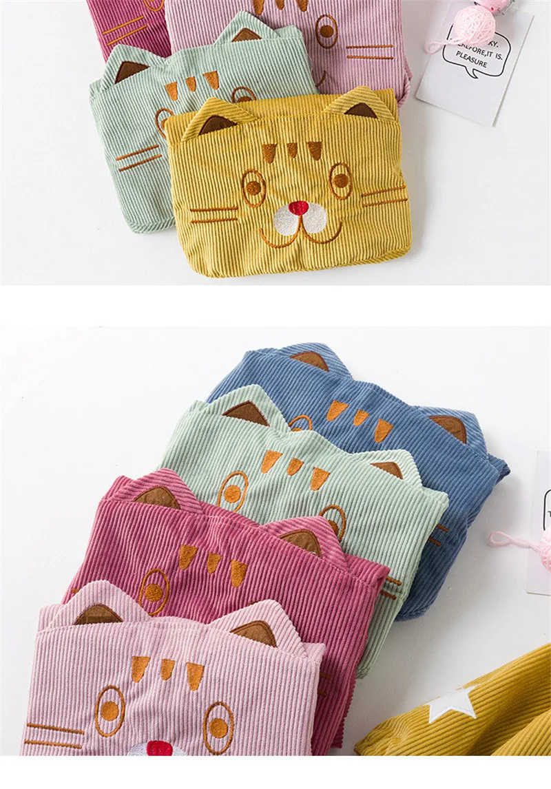 Boy Girl Cartoon Feeding Bibs Baby Extra Soft Natural Cotton Bibs Children Warming Corduroy Drawing Anti-dirty Long Sleeve Apron