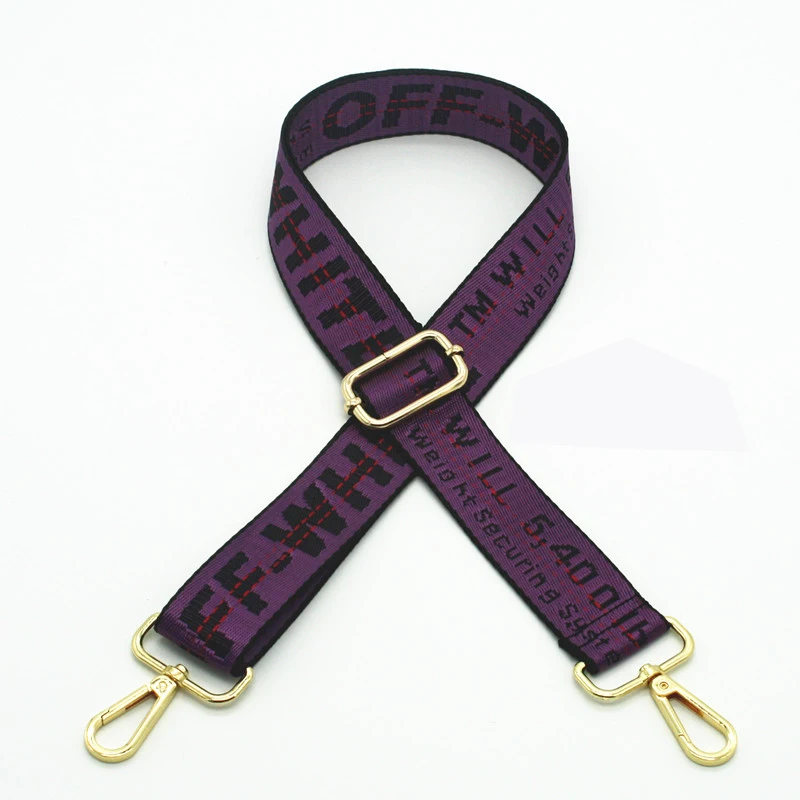 Purple Gold Buckle Нейлоновая полосатая Сумка, ремни, Длинные полосы, ручка, Золотая Пряжка, Наплечные ремни, регулируемый ремень для сумки, аксессуары для сумок DIY - Цвет: Purple Gold Buckle