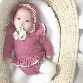 

Newborn Baby Bodysuits Infant Cute Cotton Long Sleeve Unisex Bebe Boy Girls Bodysuit With Hat Baby Clothing Boy Body Tops