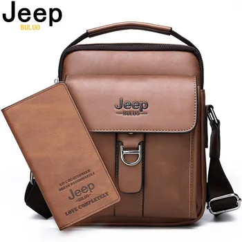 Jeep Buluo Compact Leather Shoulder Bag with Wallet