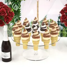 Акриловый мини-держатель для мороженого, подставка для хлопковых конфет, вафель, попкорн, сахарные шишки, суши, ручная подставка, 16 отверстий