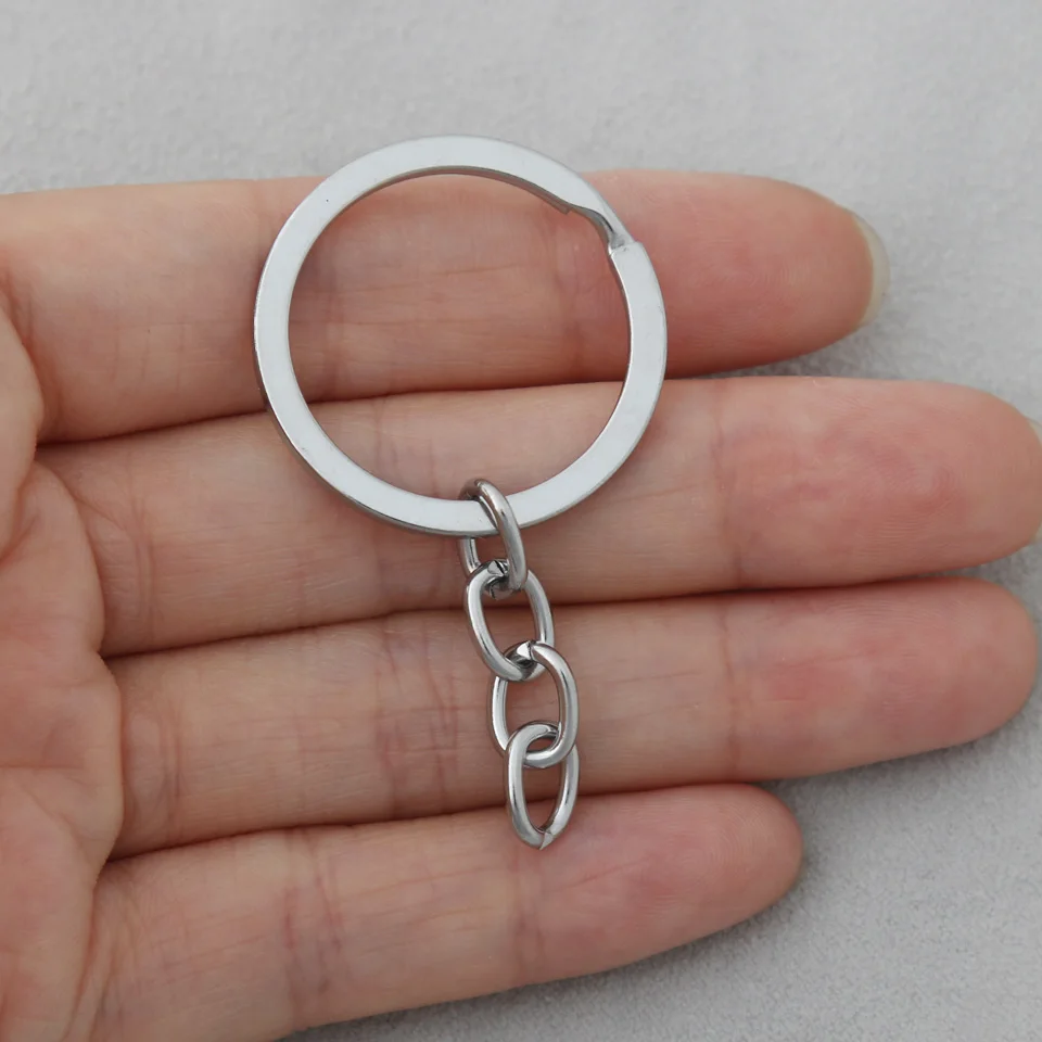 RAINXTAR Fashion Alloy Rhodium Color Key Chains 30*55mm 50pcs KC001