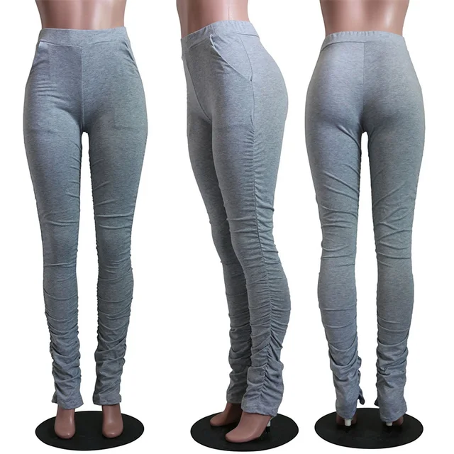 Gray Stacked Extended Sweatpants Women 