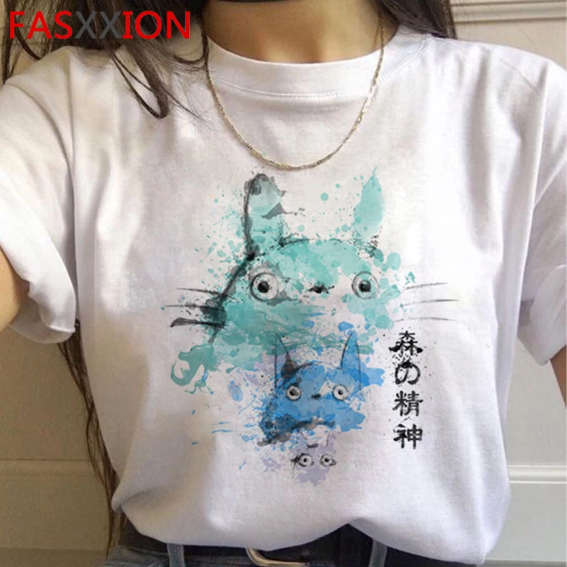 Totoro Studio Ghibli Harajuku футболка женская Ullzang Kawaii забавная мультяшная футболка Хаяо Миядзаки 90s футболки милые футболки женские