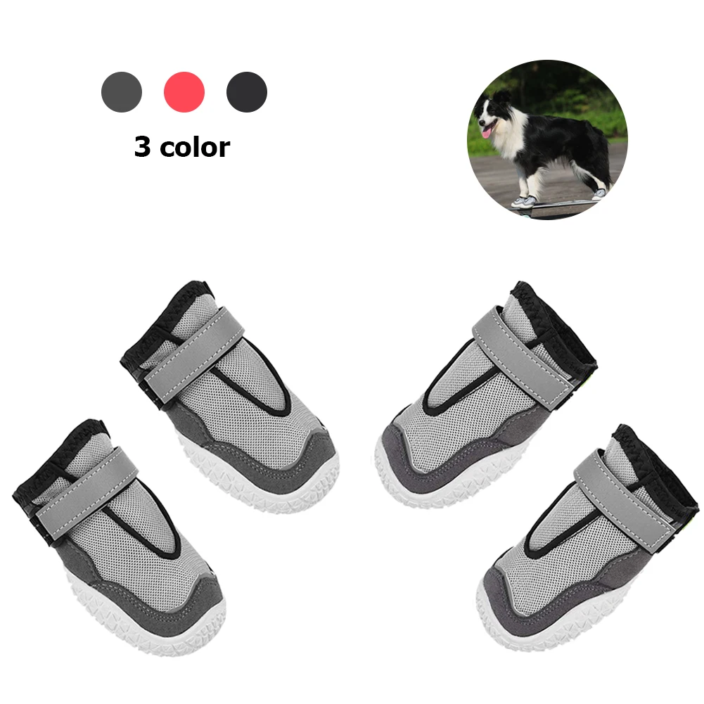 

Kevnicely 4 Pcs Dog Shoes Anti-Slip Breathable Casual Winter Dog Boots Reflective Rubber Sole Paw Protector For Dog Cat PetsY011