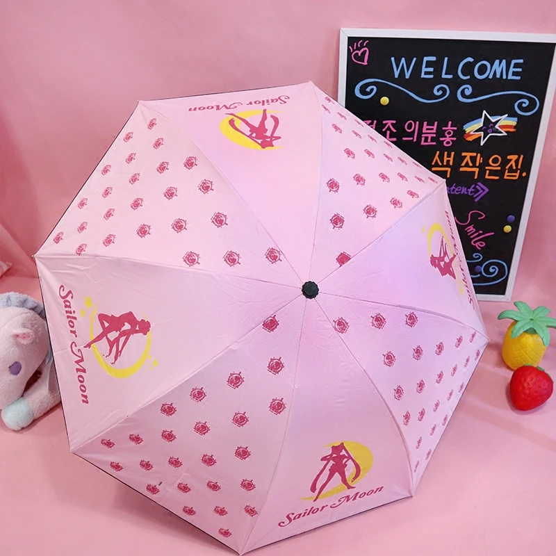 

Anime Sailor Moon Cosplay Girls Pink Cartoon Folding Sun Umbrella Sunscreen Ultraviolet-proof Umbrella Gift Accessories Prop