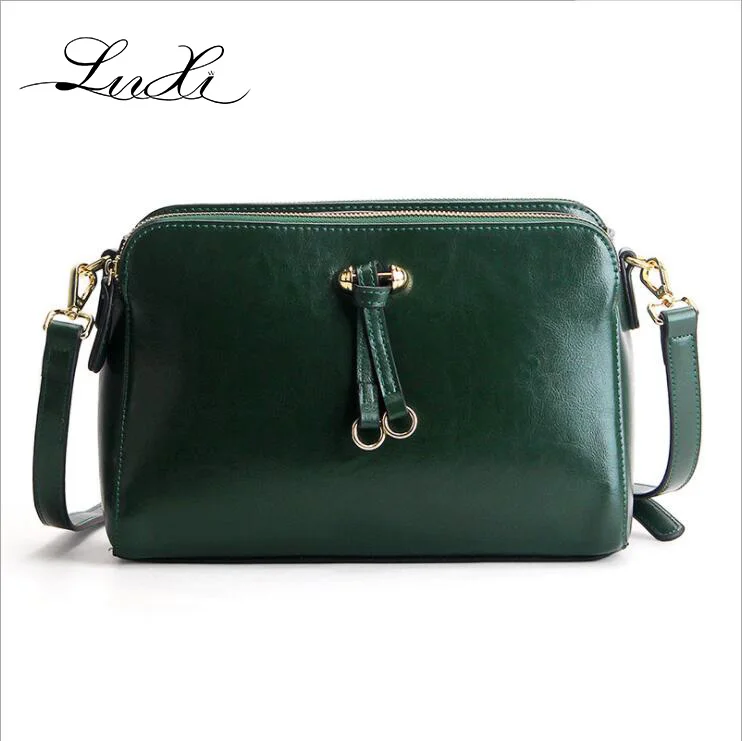

YILUNXI New pouches Genuine leather dark green female handbags fashion slung shoulder women bags small flap messenger bag