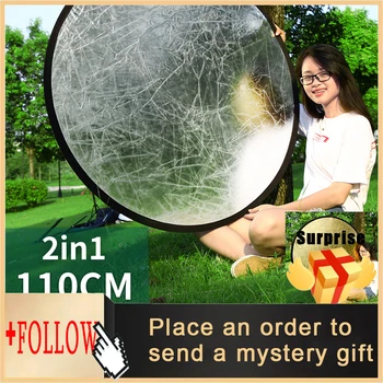 

43" 110cm 2 in 1 Portable Collapsible Light Round Photography Reflector for Studio Multi Photo Disc